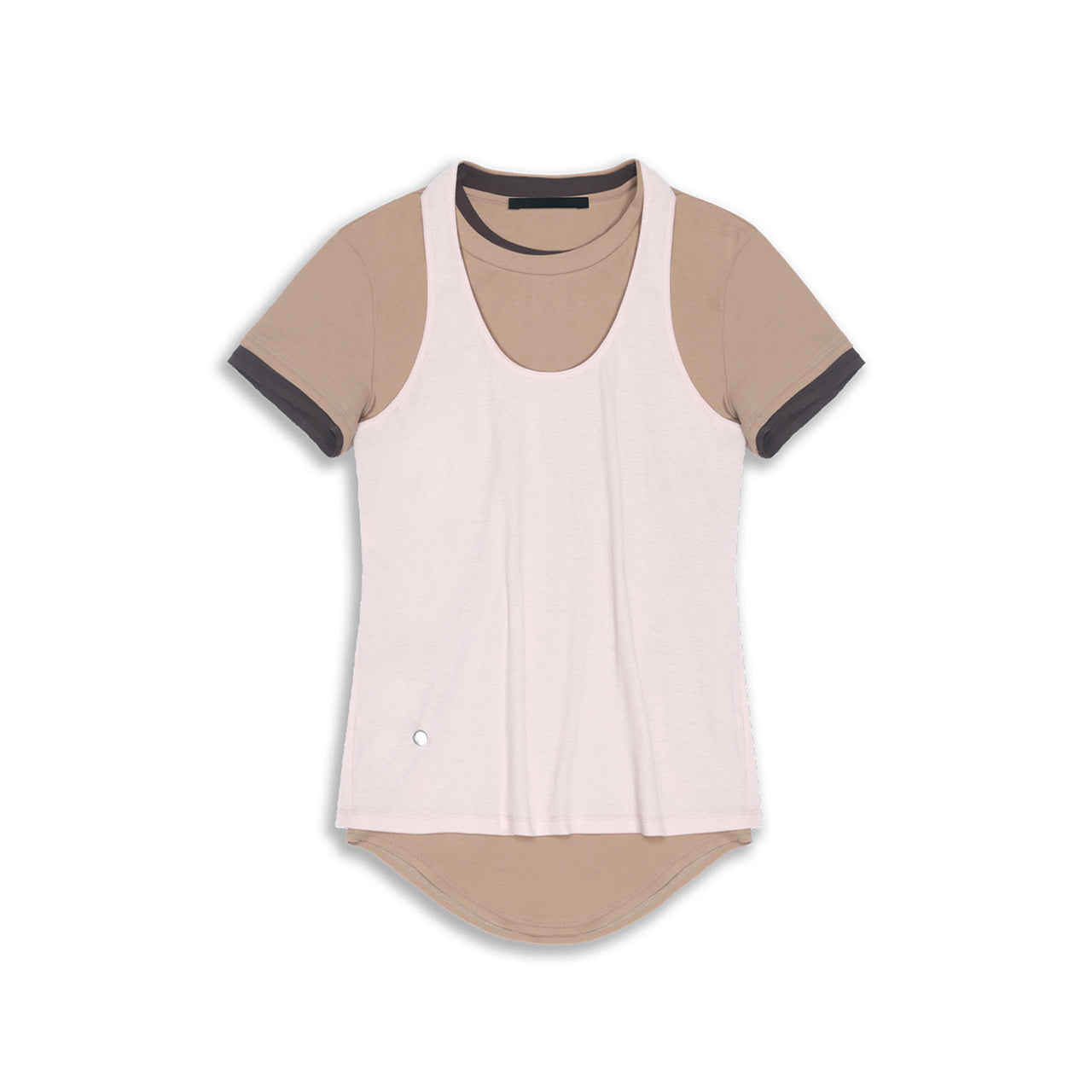 Pink/Camel Deconstructed Layered T-Shirt