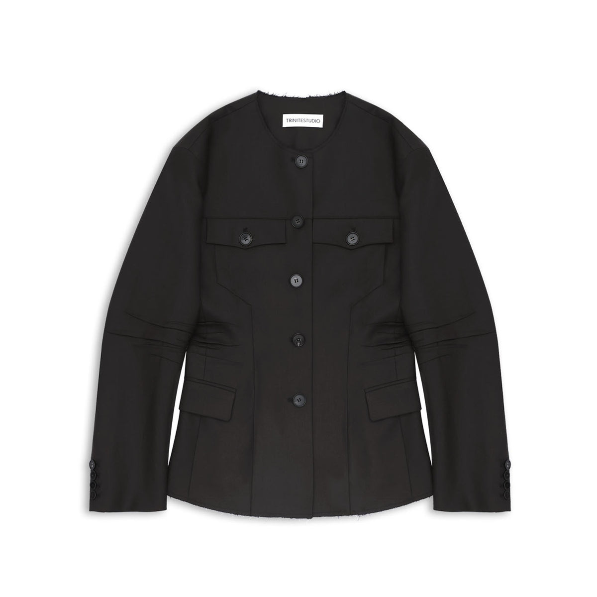 Brown Military Pleated Waist Blazer