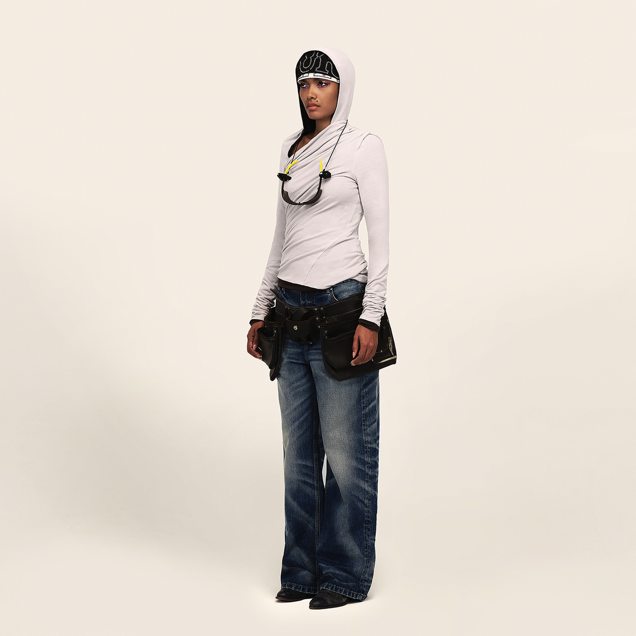 Light Purple & Brown Double Layer Hooded Long Sleeve Top