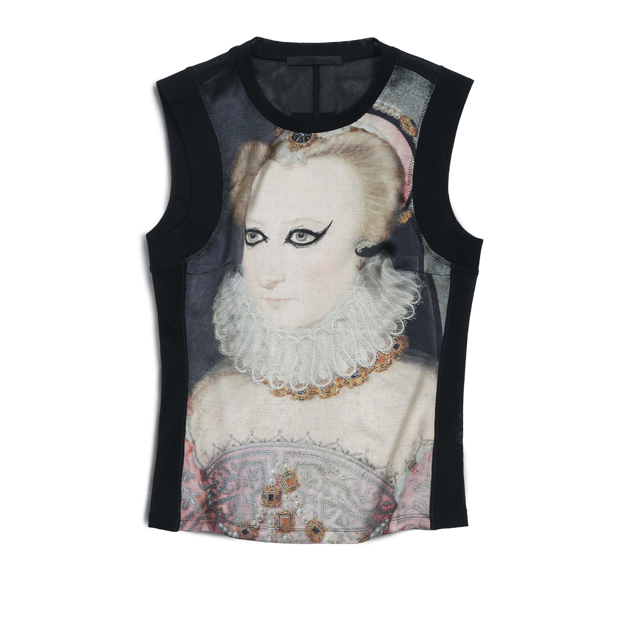 Victorian Style Punk Portrait Silk Sleeveless Top