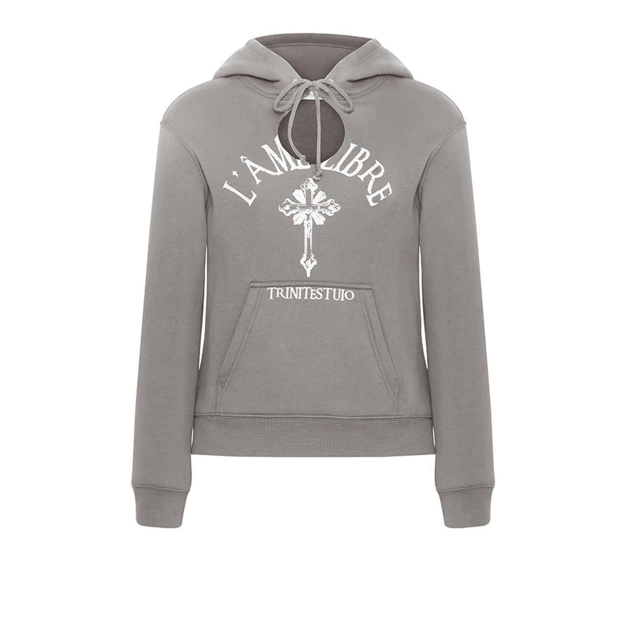 Gray Cross Print Cutout Hoodie