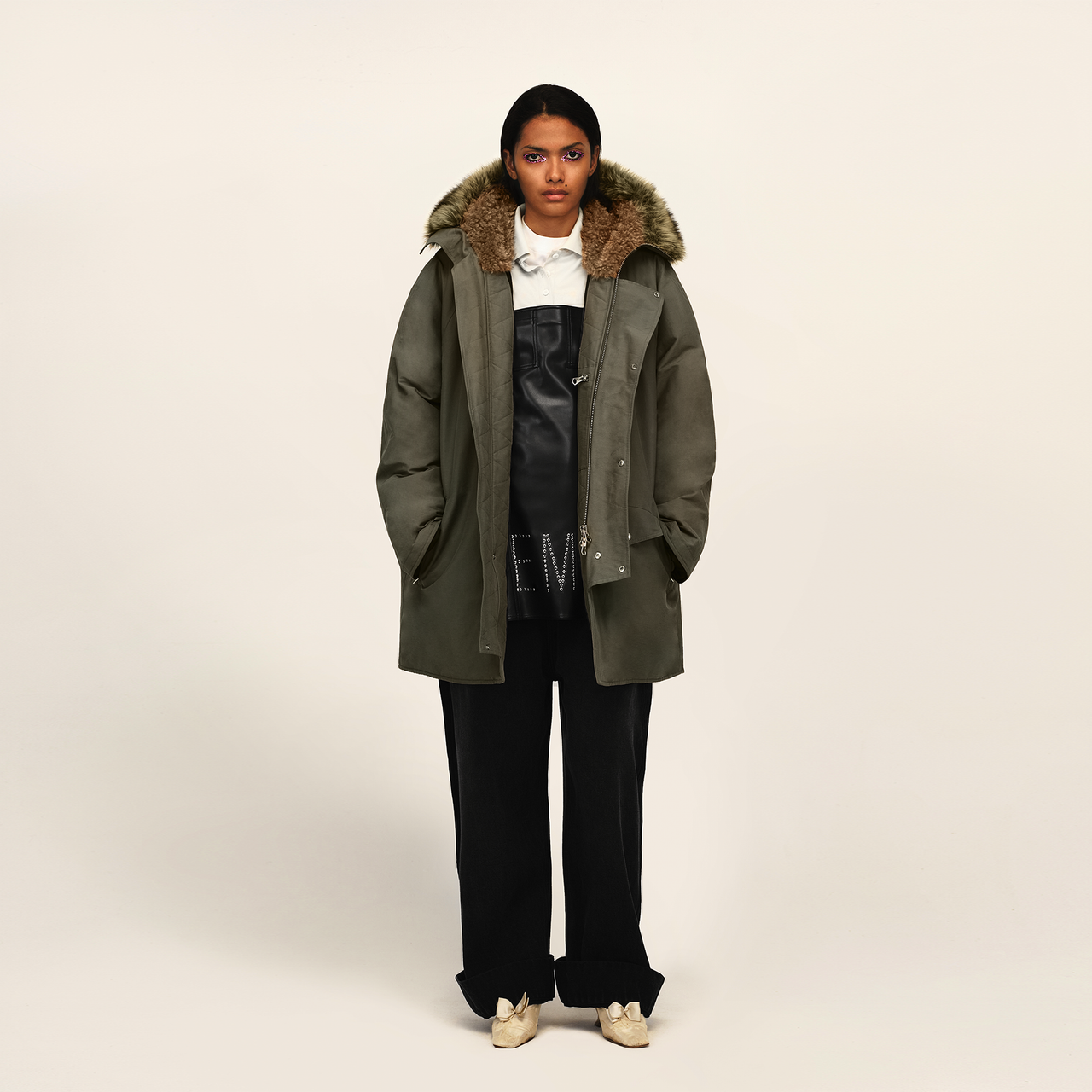 Olive Faux-Fur Collar Parka