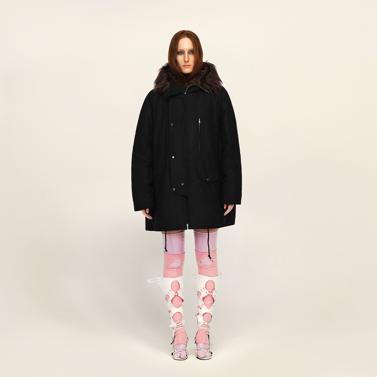 Black Faux-Fur Collar Parka