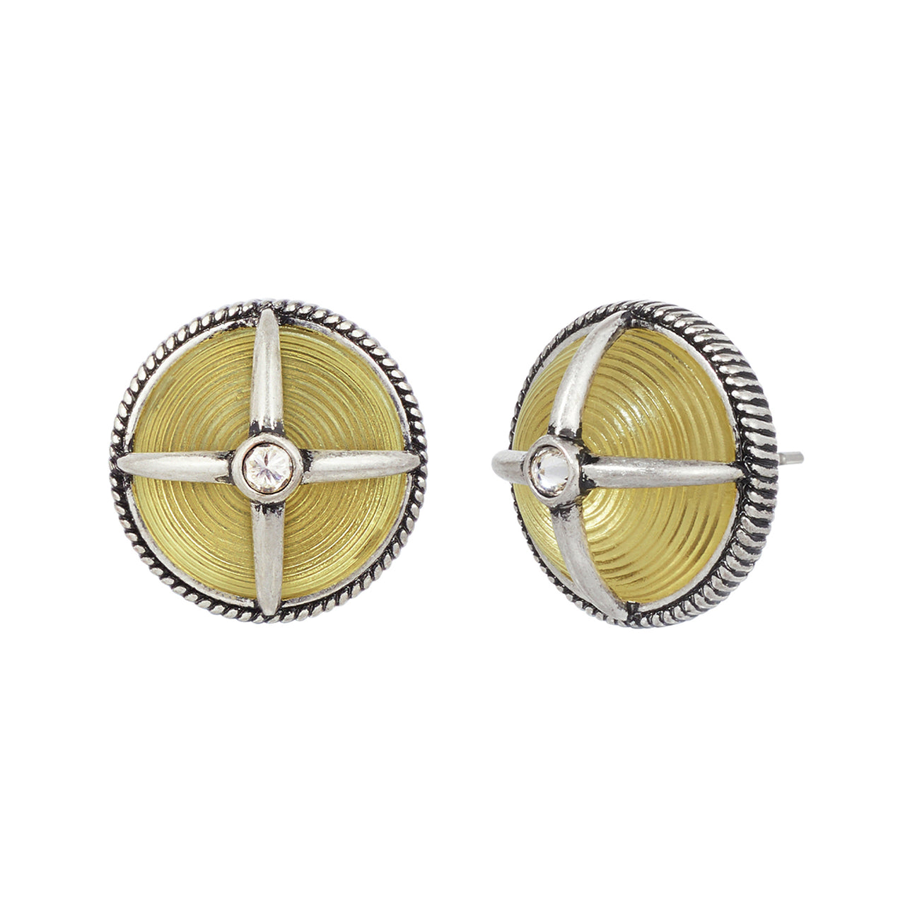 Primrose Yellow Vintage Motorcycle Headlight Earrings