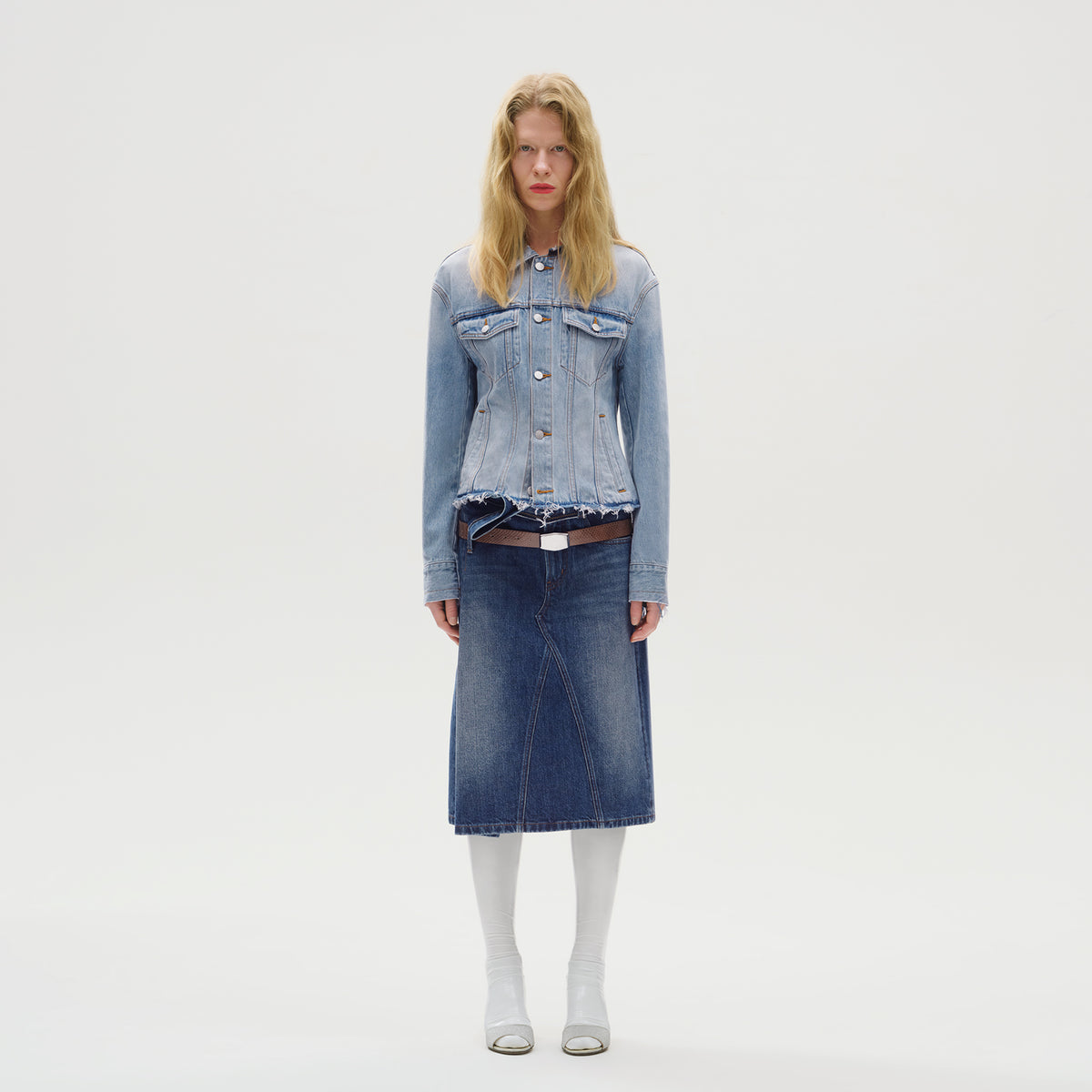 Deconstructed Washed Moto Denim Jacket