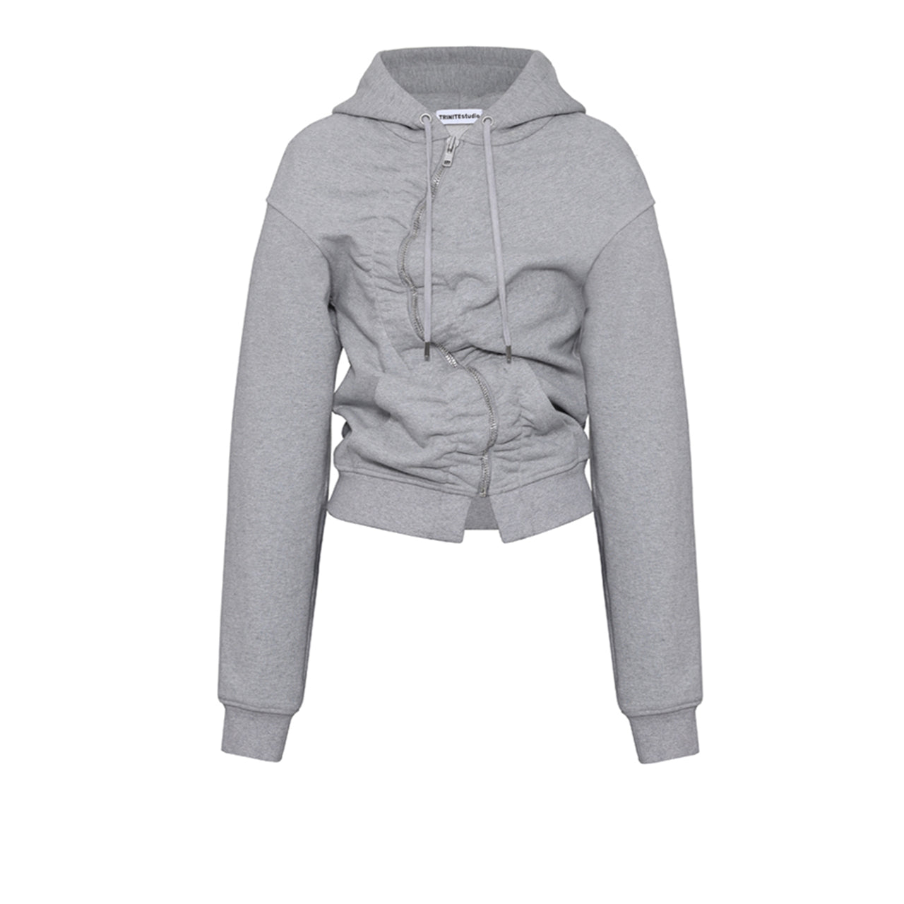 Gray Ruched Zip Hoodie