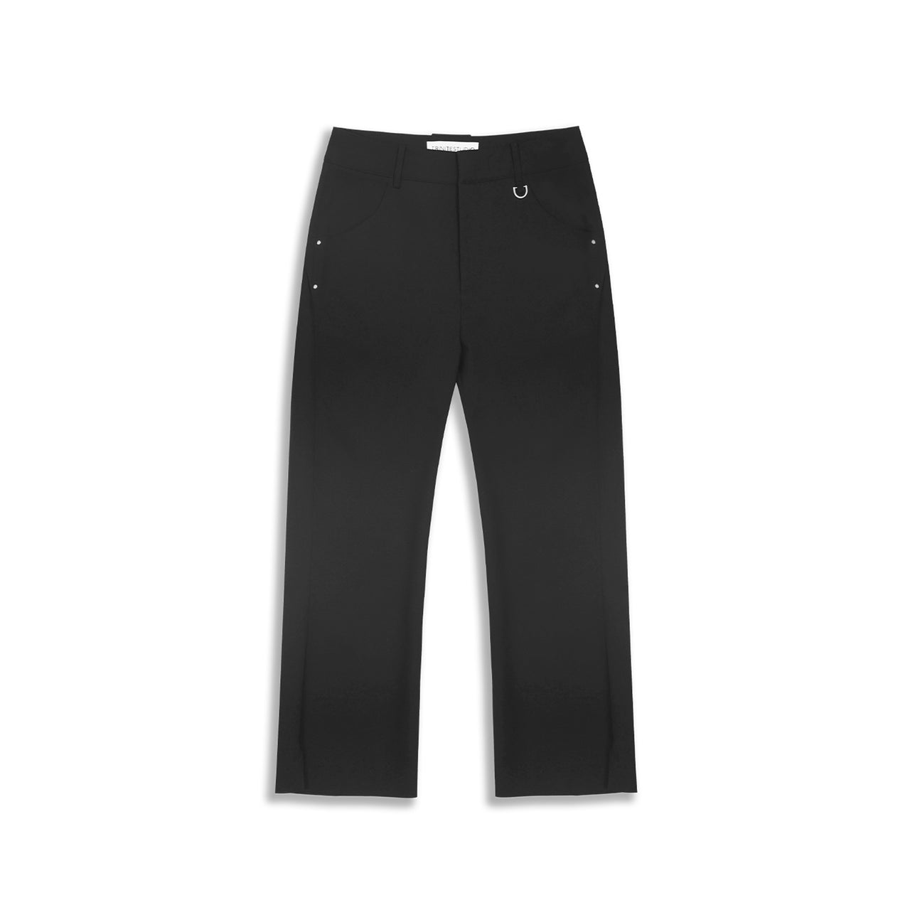 Black Metal Rivet Decorative Slightly Flared Capri Pants