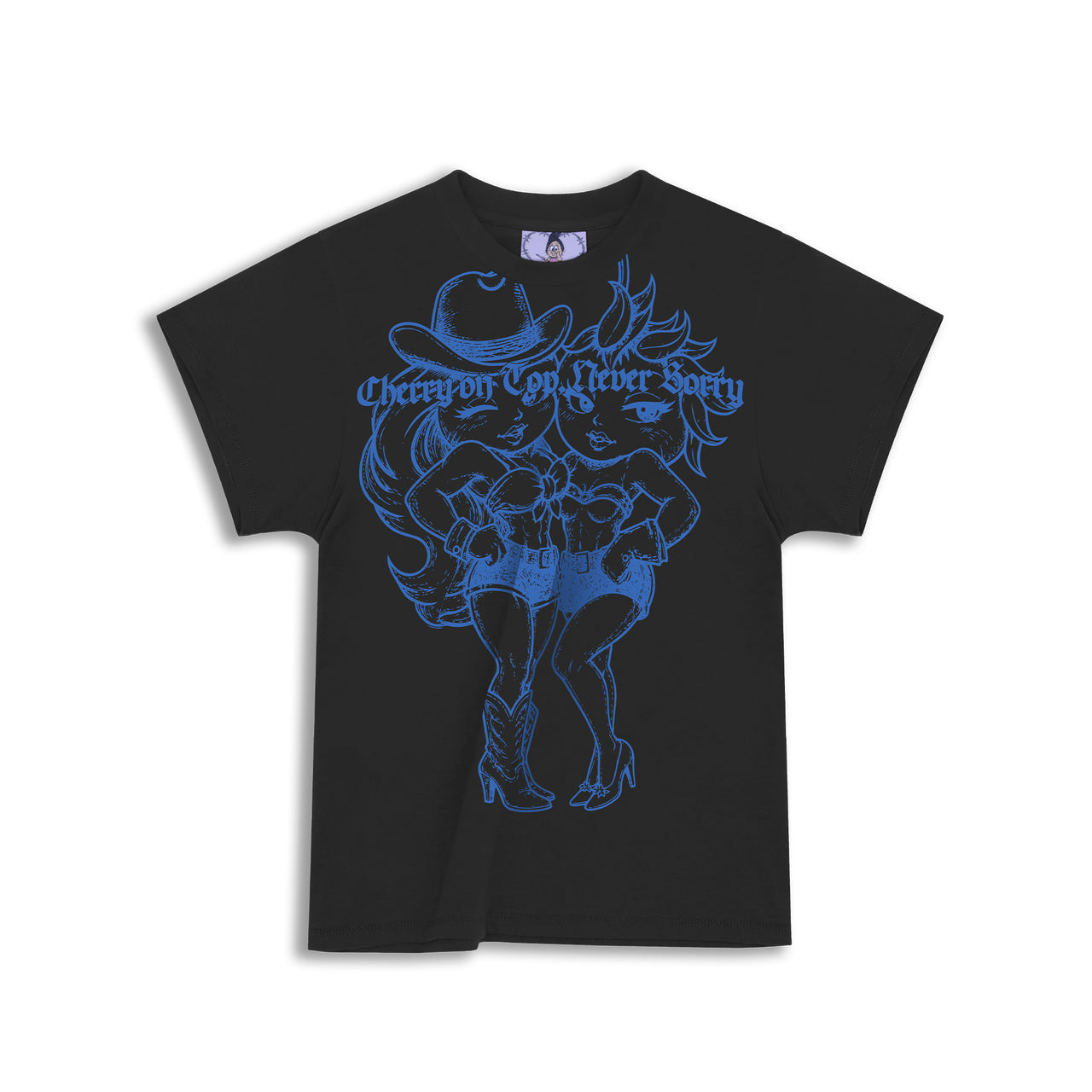 ブラック ウエスタン チェリー カウガール フィット Tシャツ
