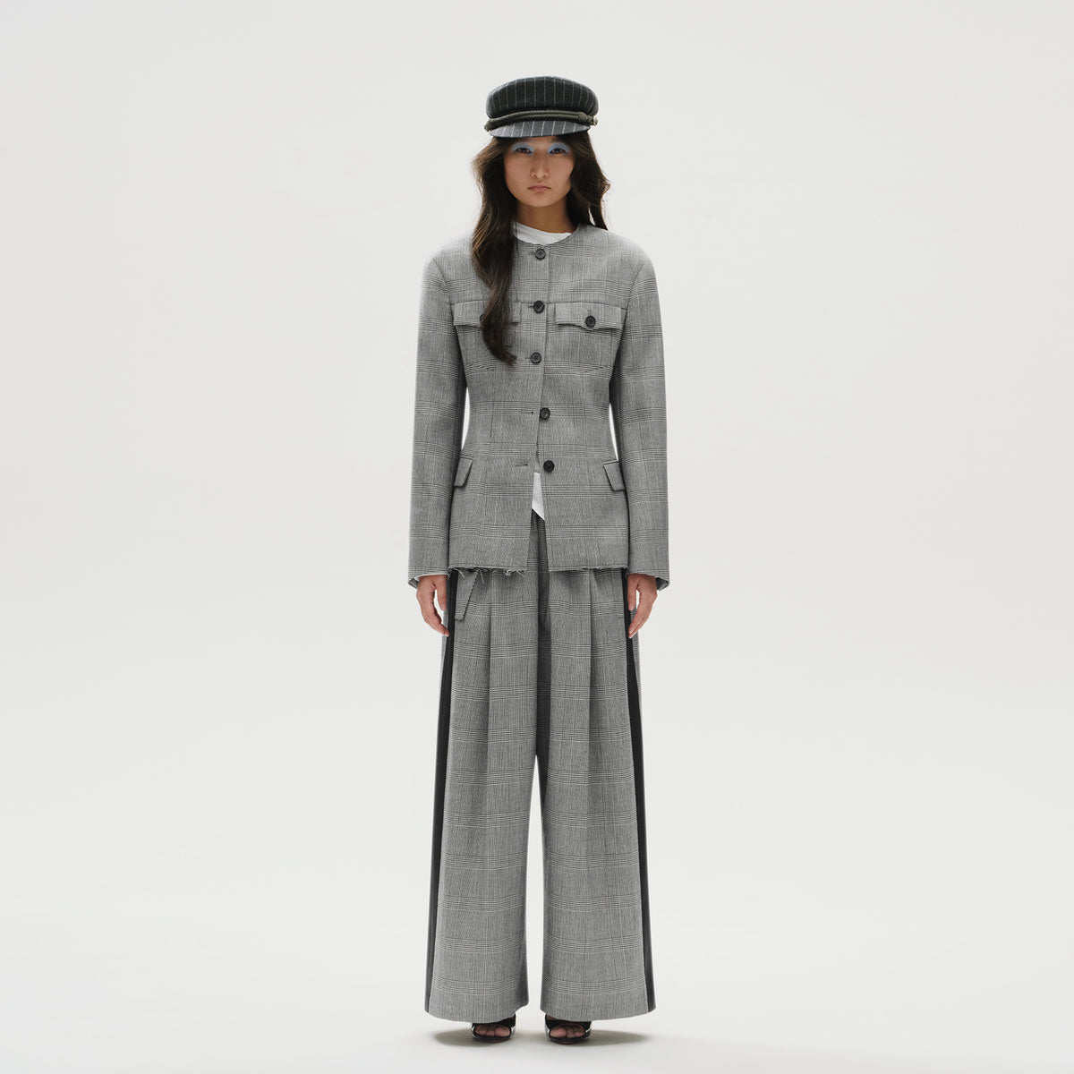 Prince of Wales Wide-Leg Trousers