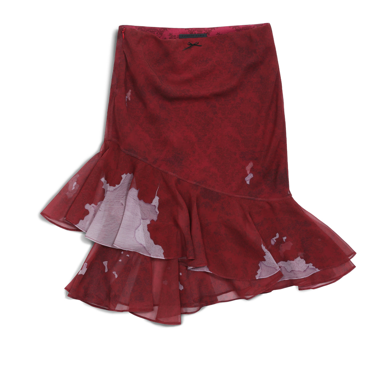 Rose Red Layered Vintage Print Skirt