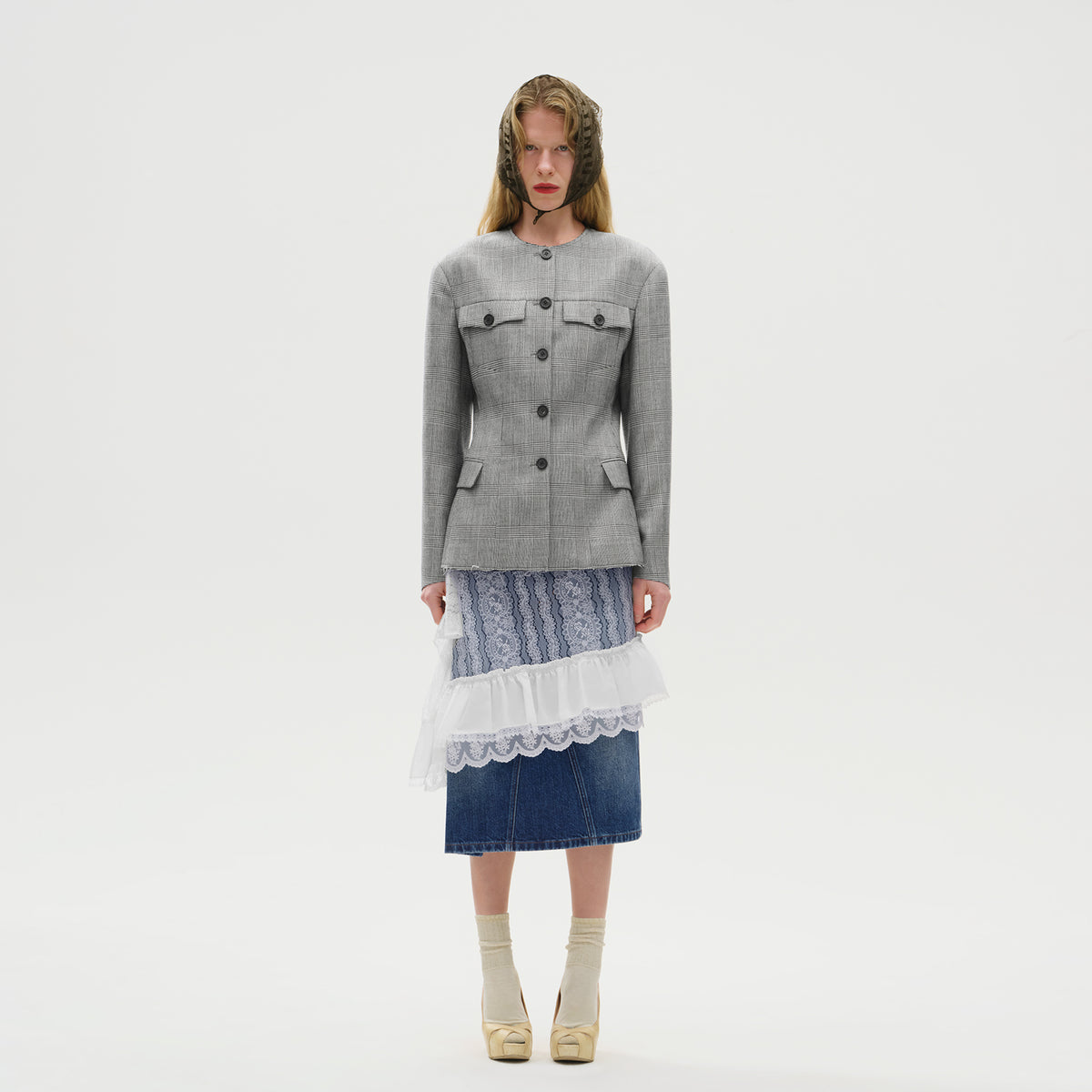 Prince of Wales Check Waisted Blazer