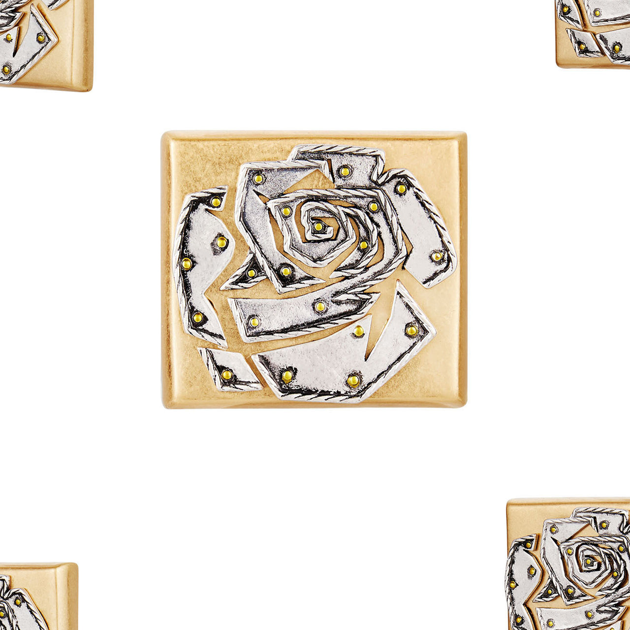Vintage Gold Square Rose Armor Ear Clips