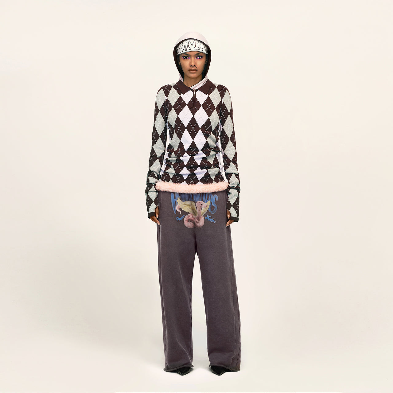 Purple Distressed Snake Pattern Sports Pants