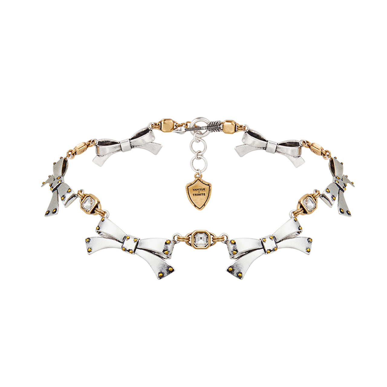 Vintage Silver Bow Zircon Choker