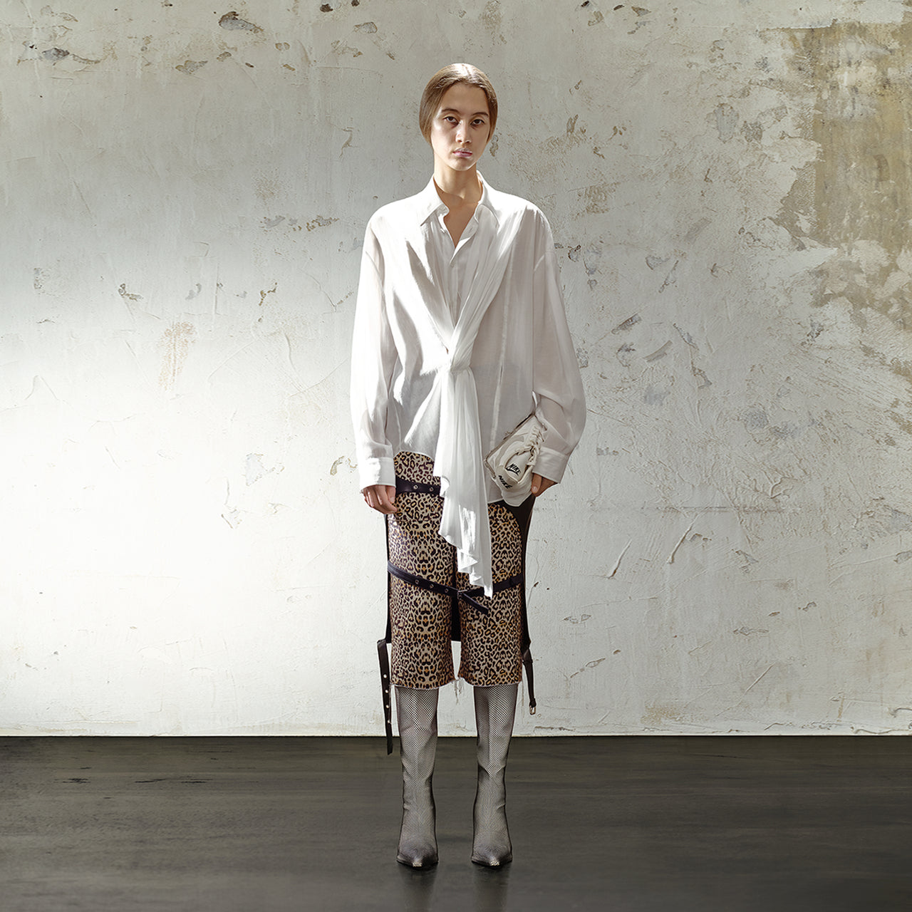 White Scarf Decorative Loose Shirt