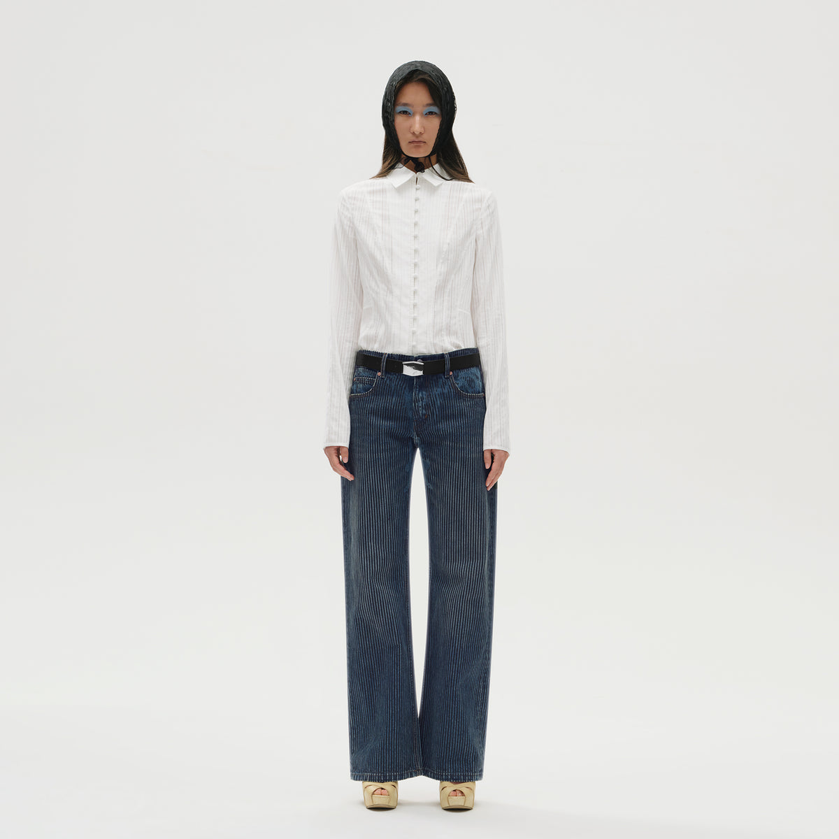 Taped Stripe Straight-Leg Jeans
