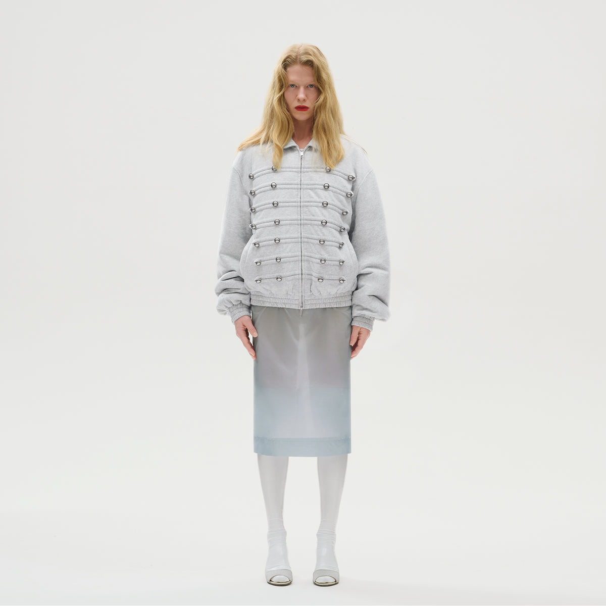 Heather Grey Victorian Military Padded Bomber Jacket