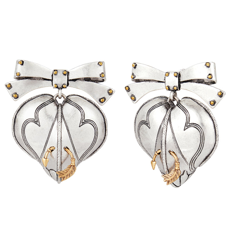 Vintage Silver Bow Elbow Cuff Earrings