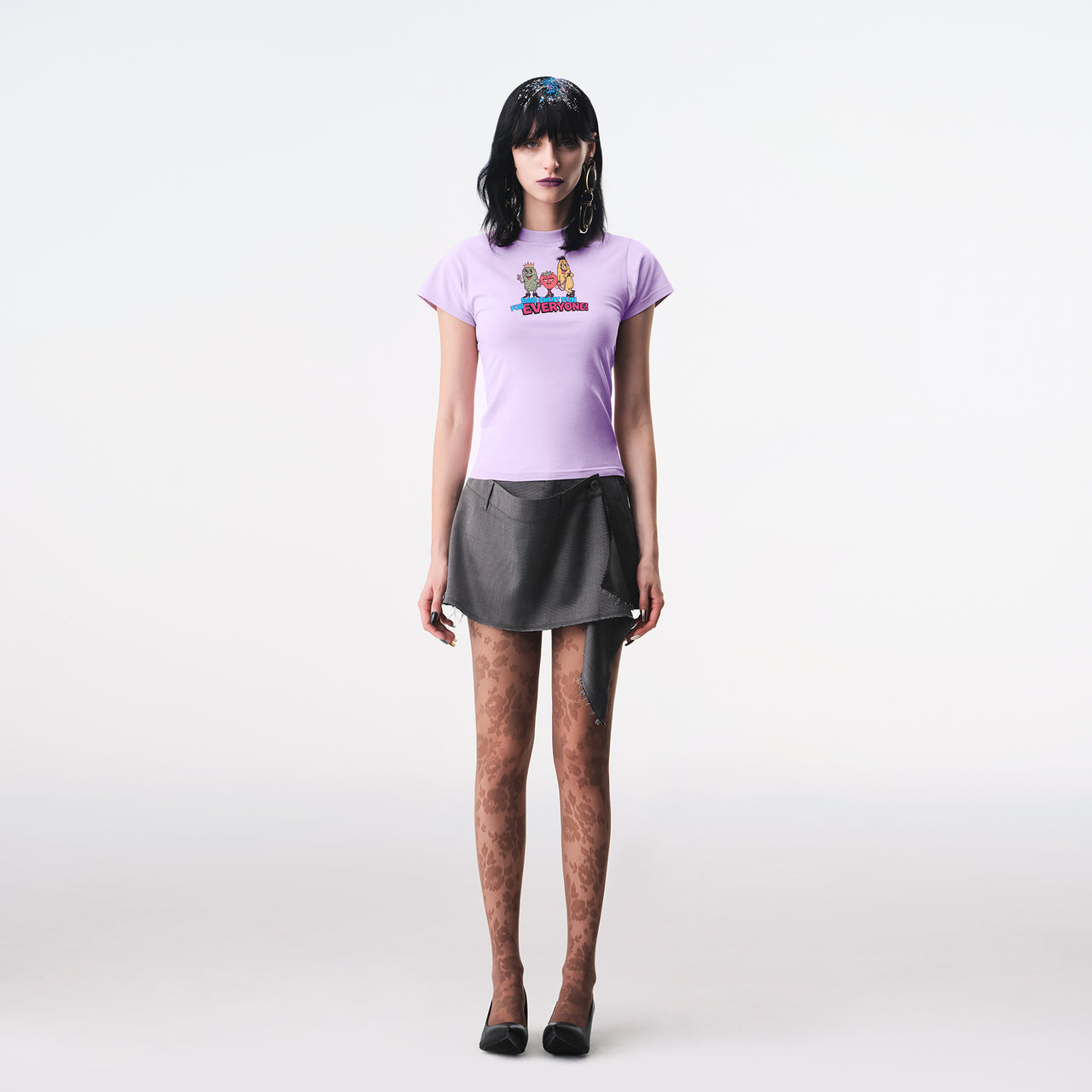 Grey Pinstripe Deconstructed Tailored Skort