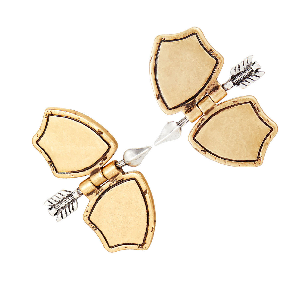 Vintage Silver Shield Arrow Symmetrical Earrings