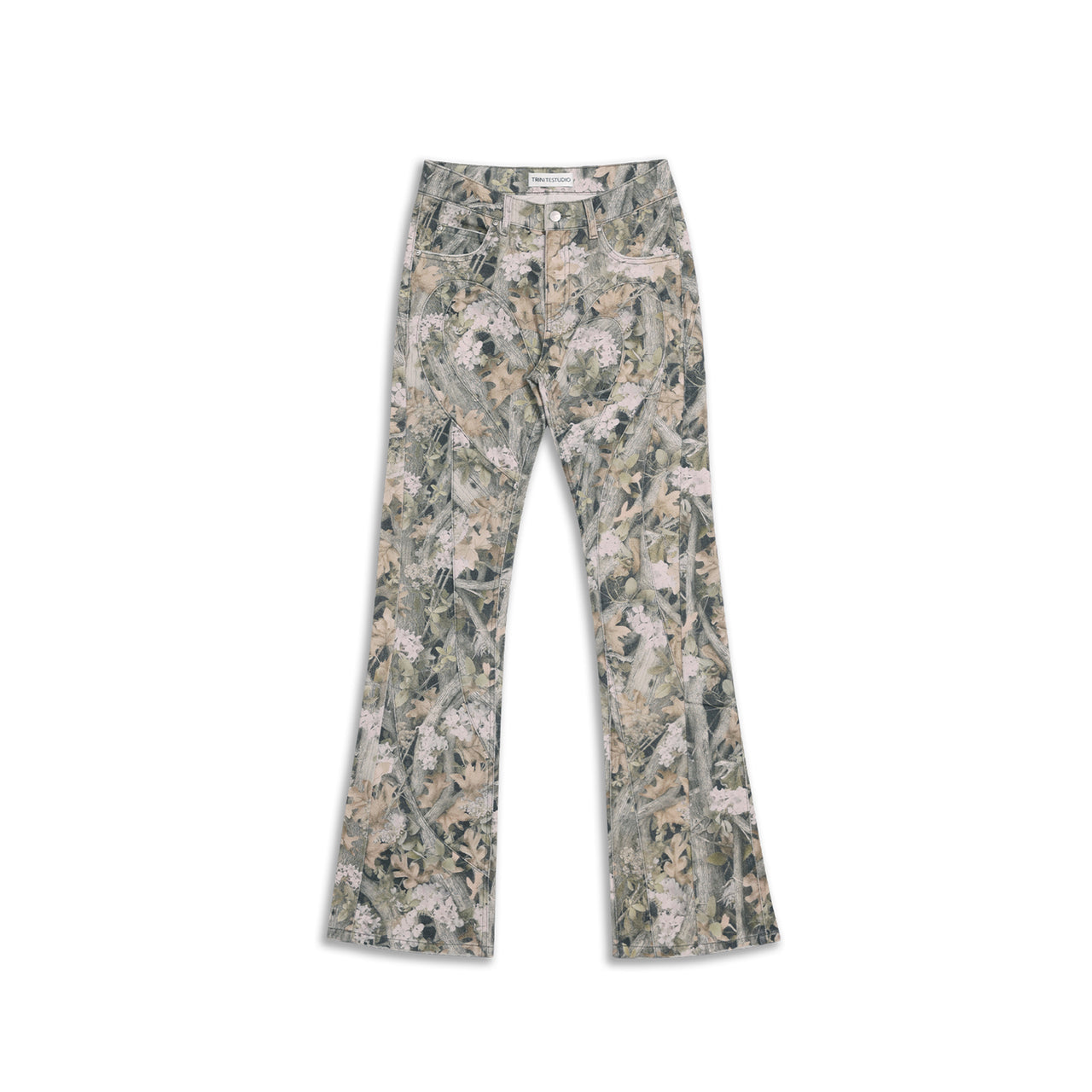 Jungle Camo Streamline Panel Flared Jeans