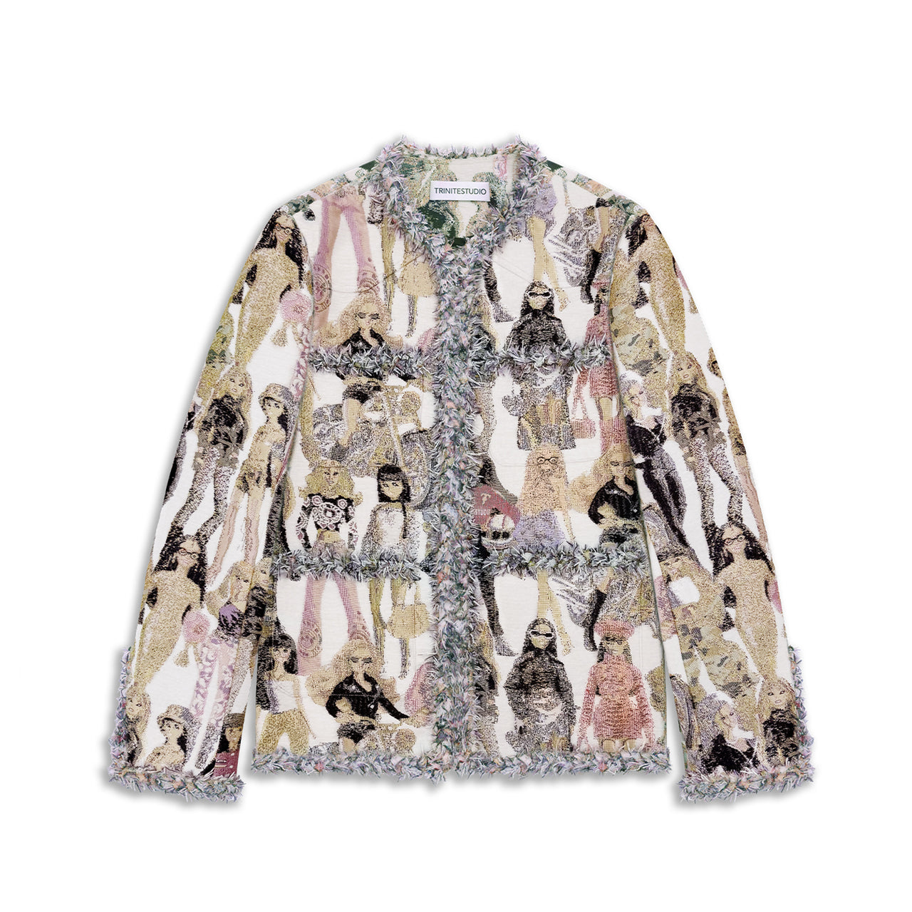 Jacquard Fringed Decorative Jacket Coat