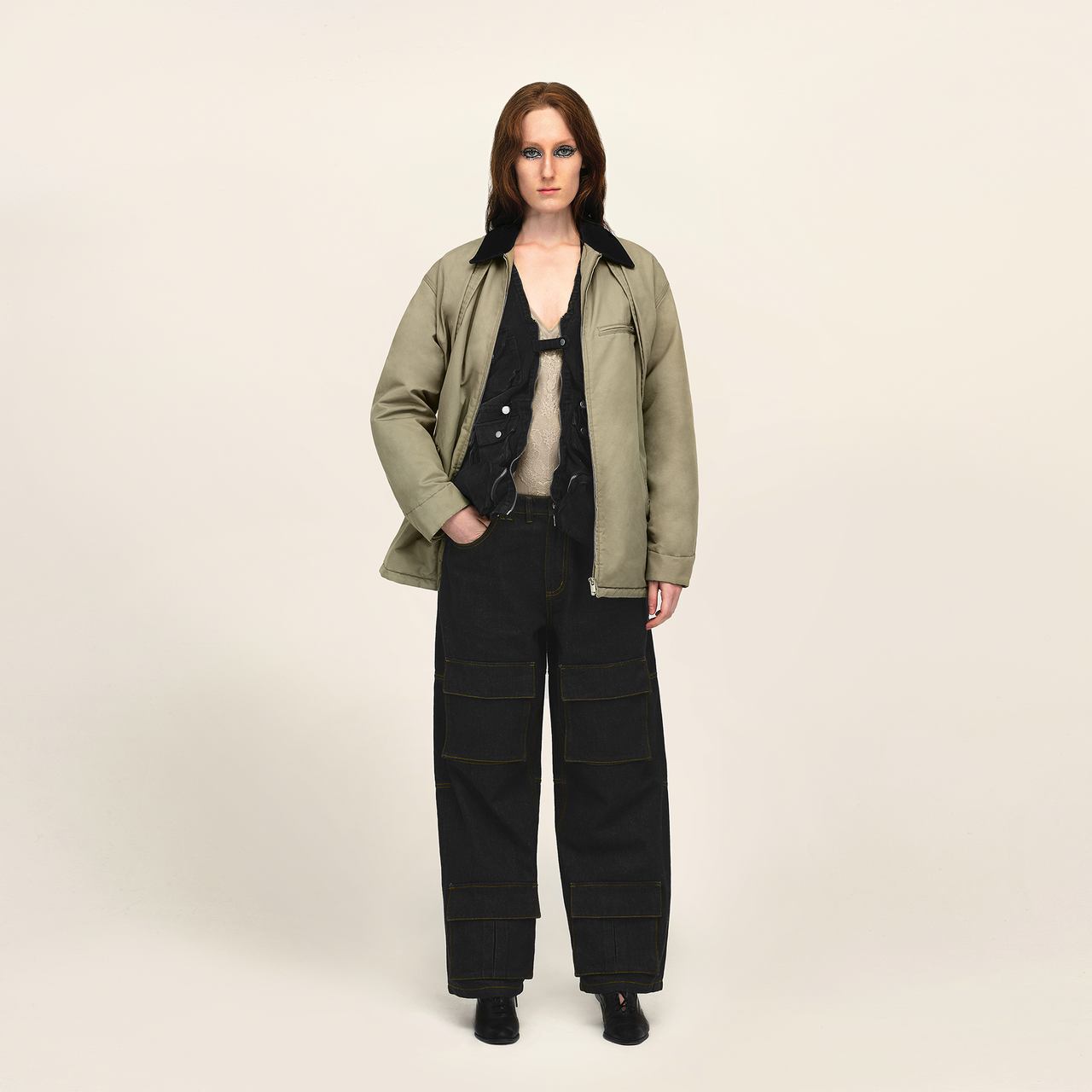 Black Multi-Belt Loop Jeans
