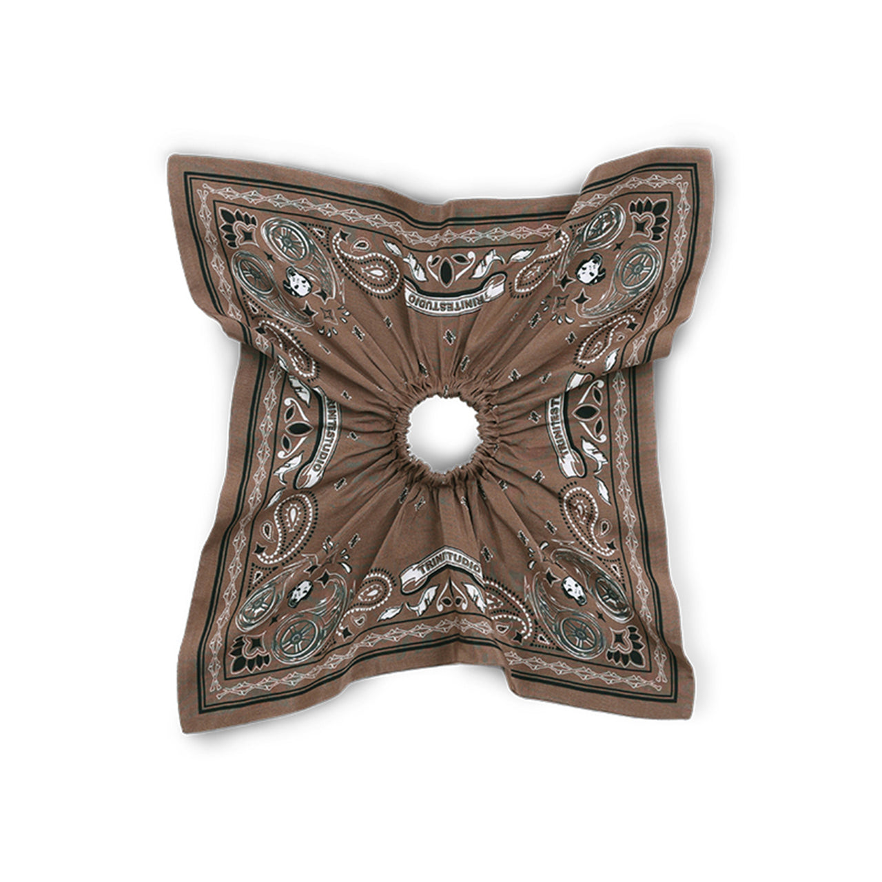 Brown/Black/Blue Street Style Paisley Bandana Hair Tie
