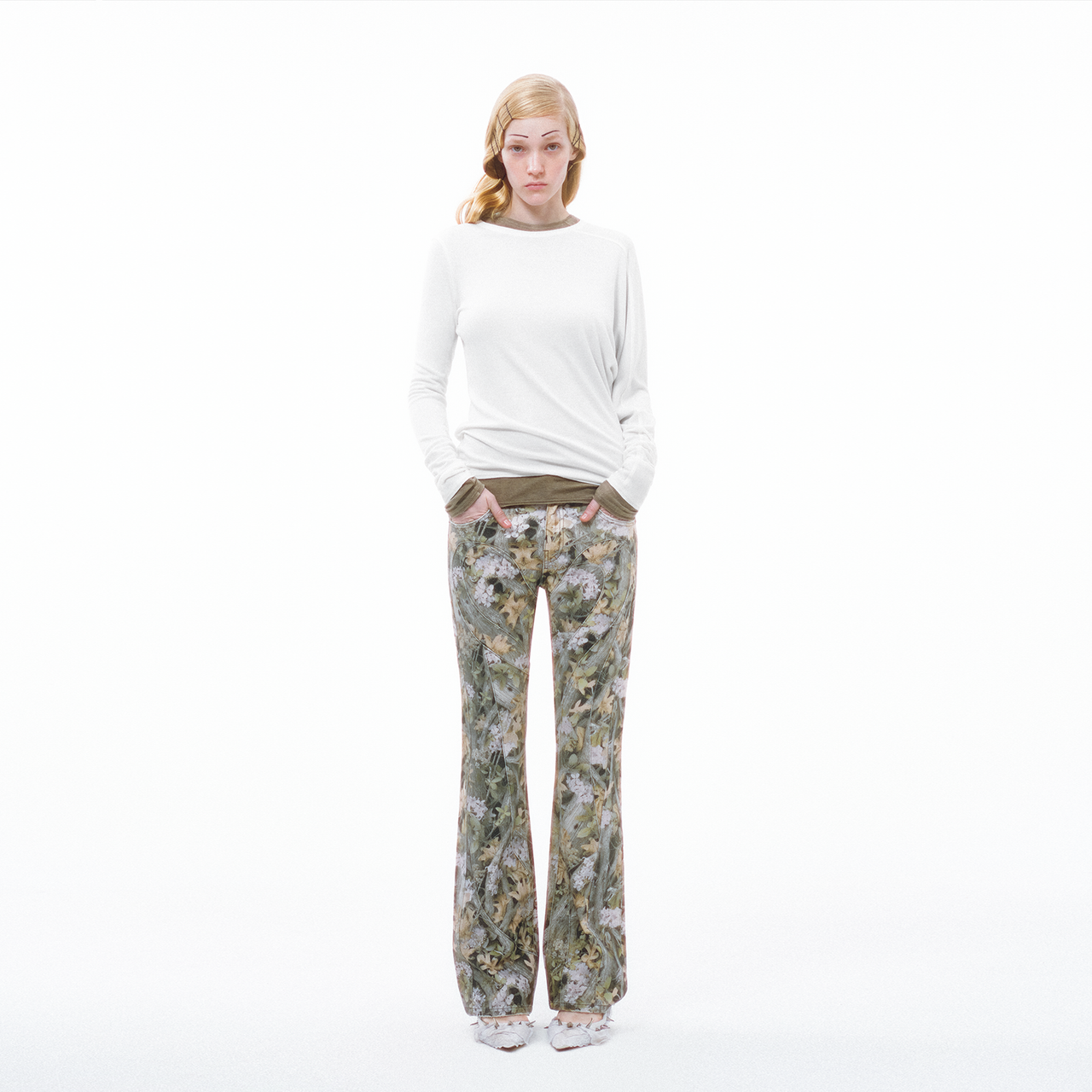 White Asymmetry Long-sleeve Top