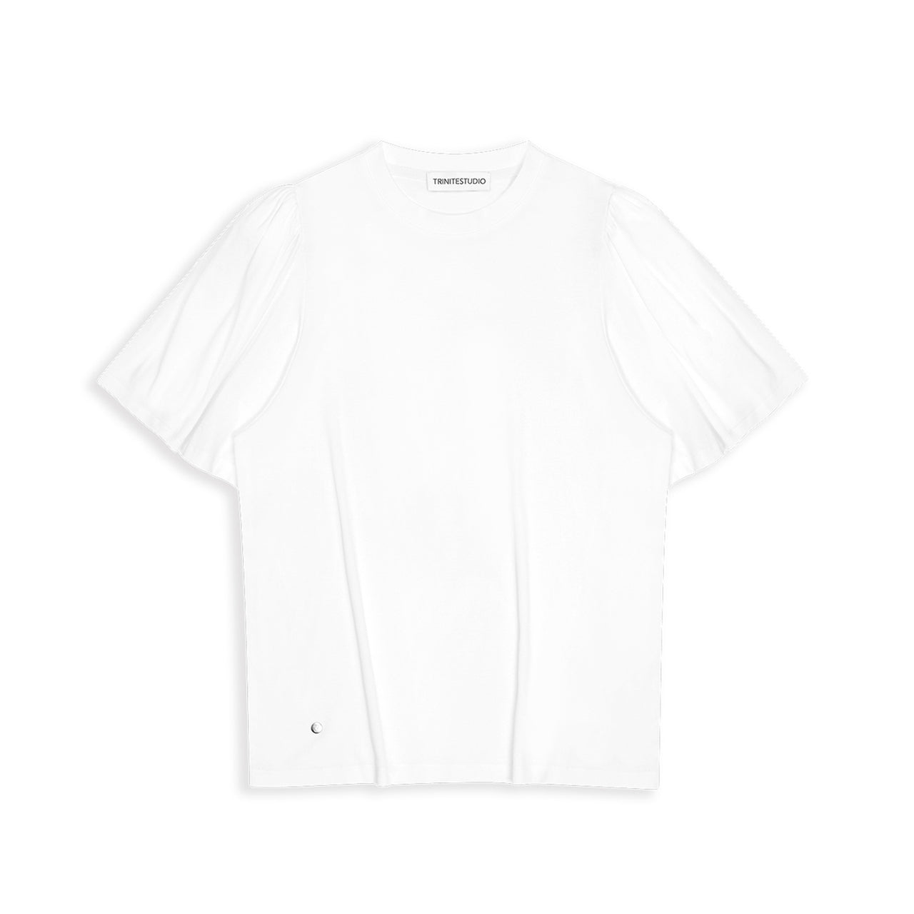 White Victorian Ruched Tee with Detachable Shoulder Pads