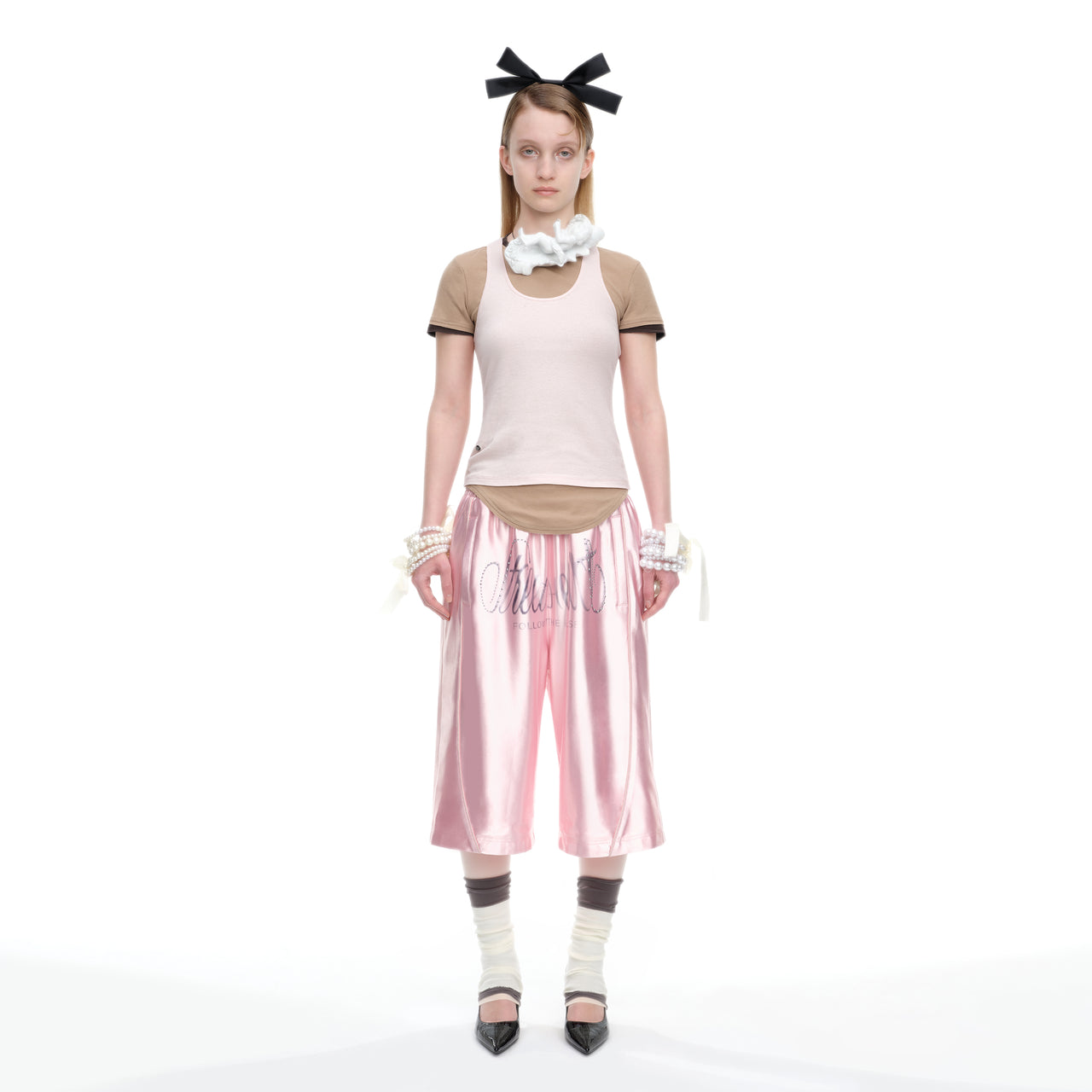 Pink/Camel Deconstructed Layered T-Shirt