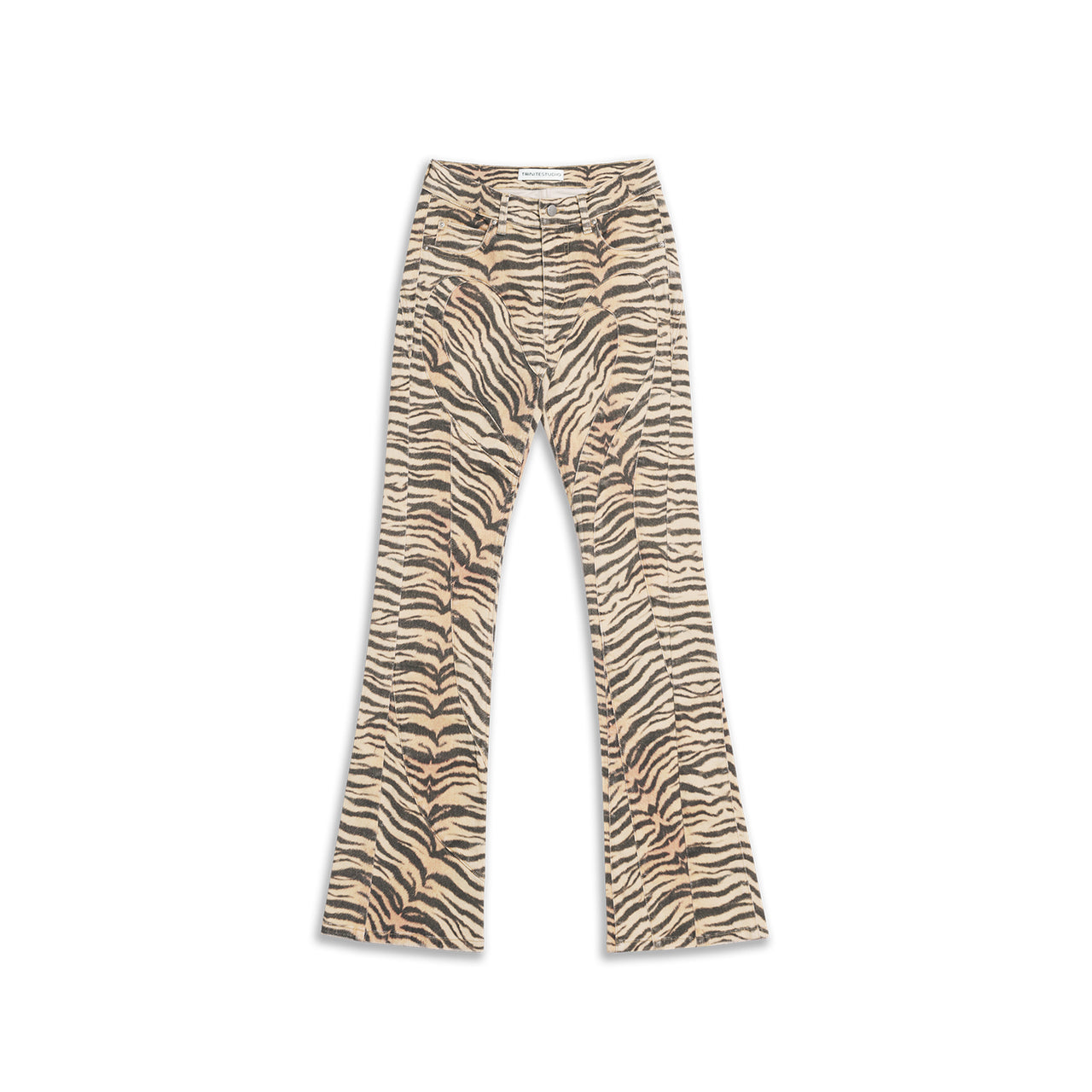Tiger-stripe Streamline Panel Flared Jeans