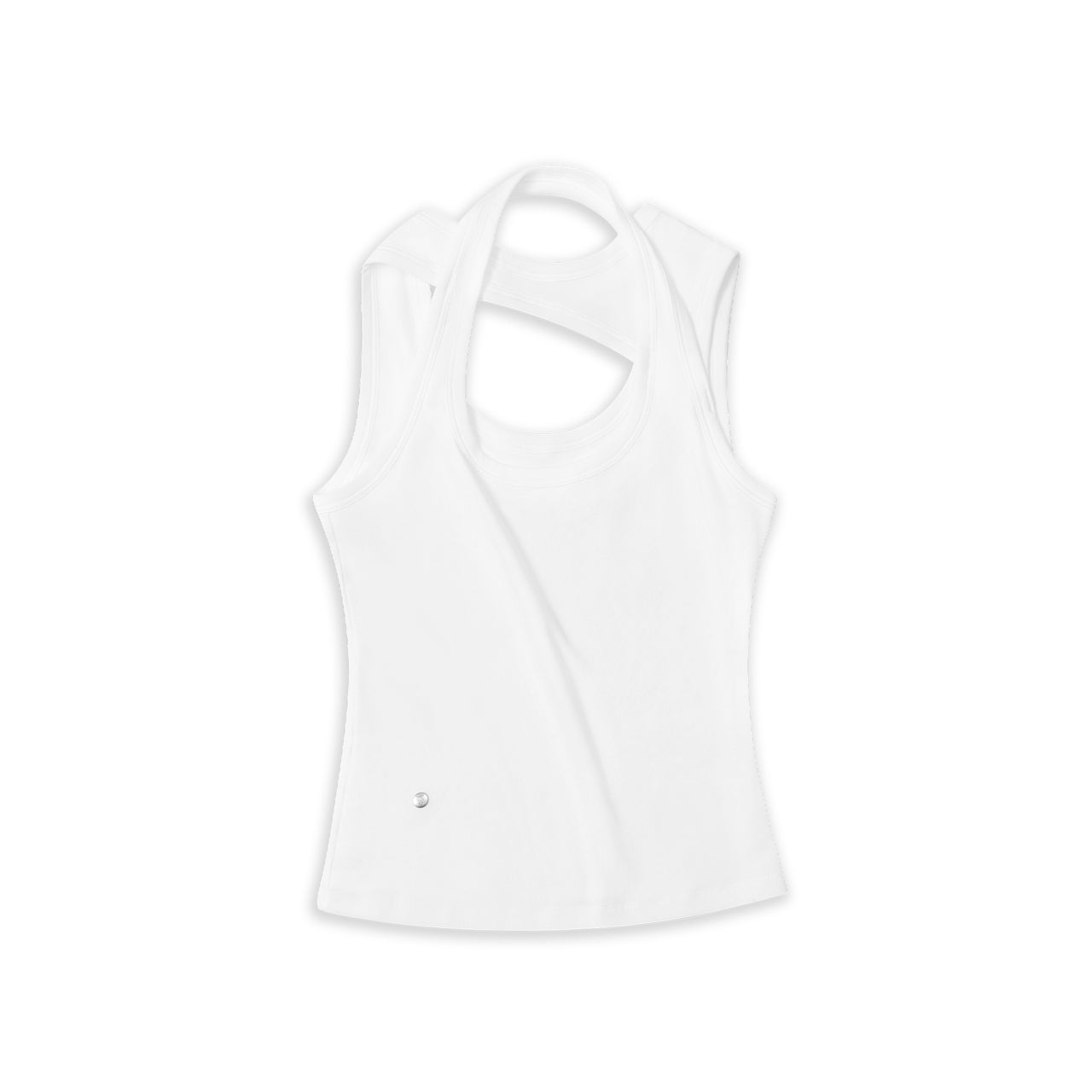 White Asymmetric Wrap Deconstructed Tank