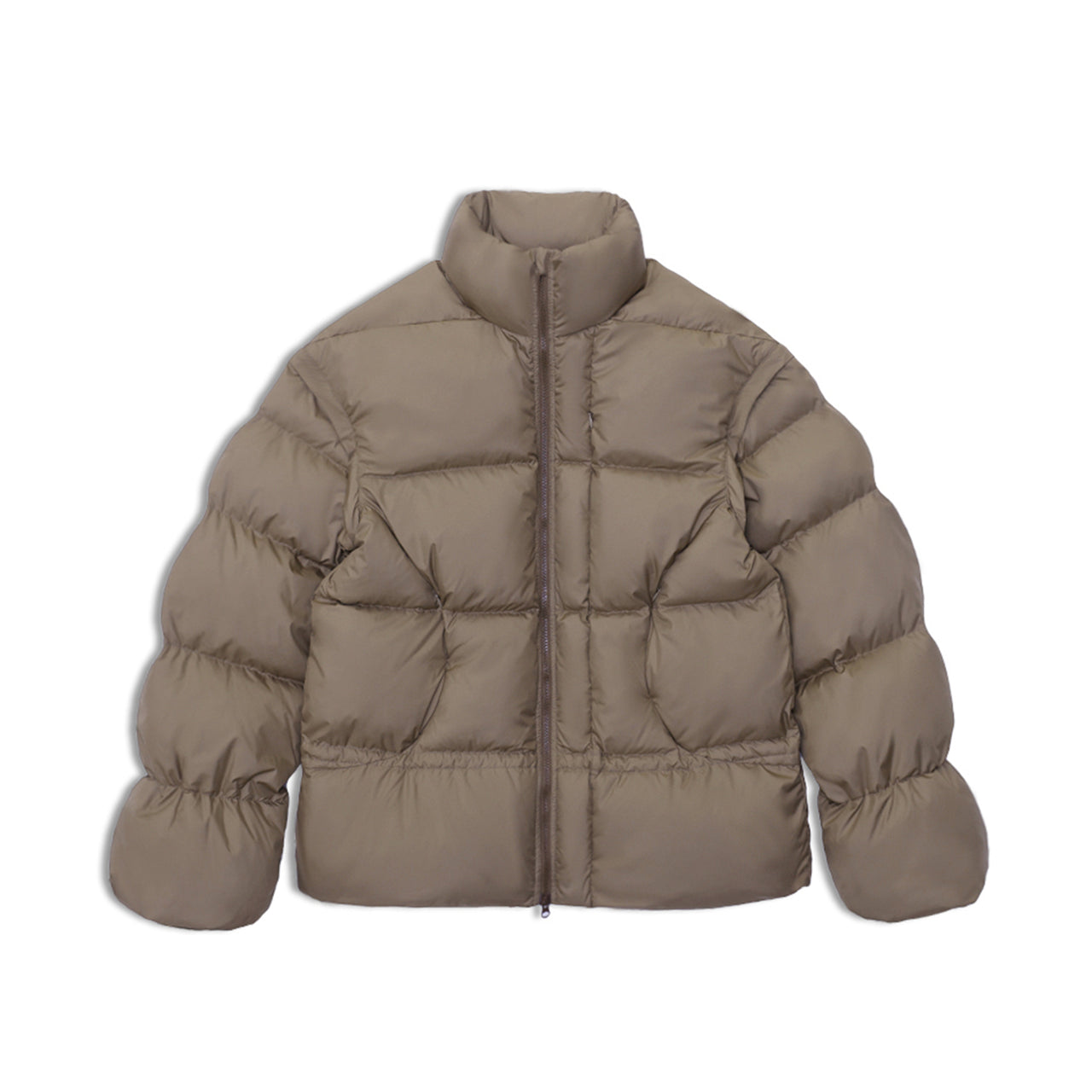 Khaki Stand-neck Oversized Down Jacket