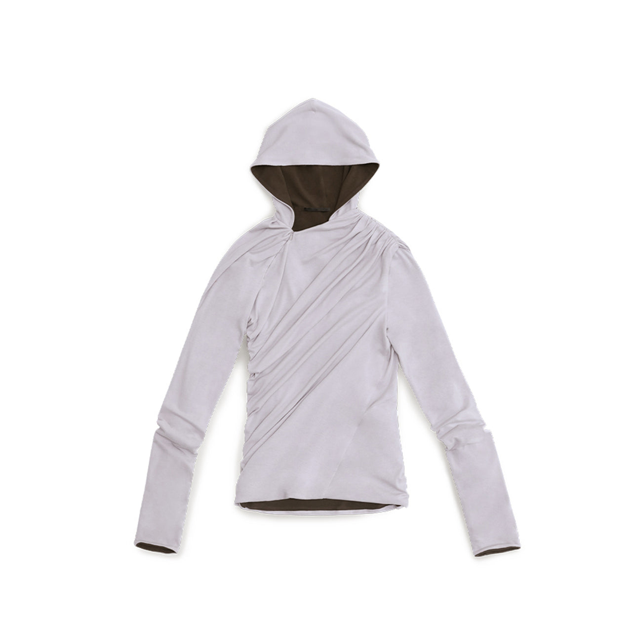 Light Purple & Brown Double Layer Hooded Long Sleeve Top