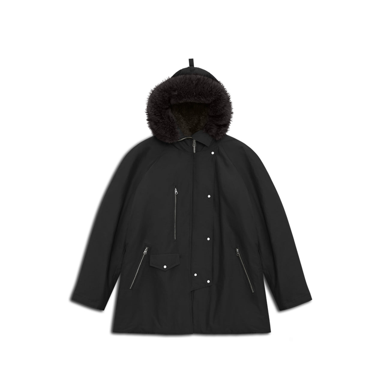 Black Faux-Fur Collar Parka