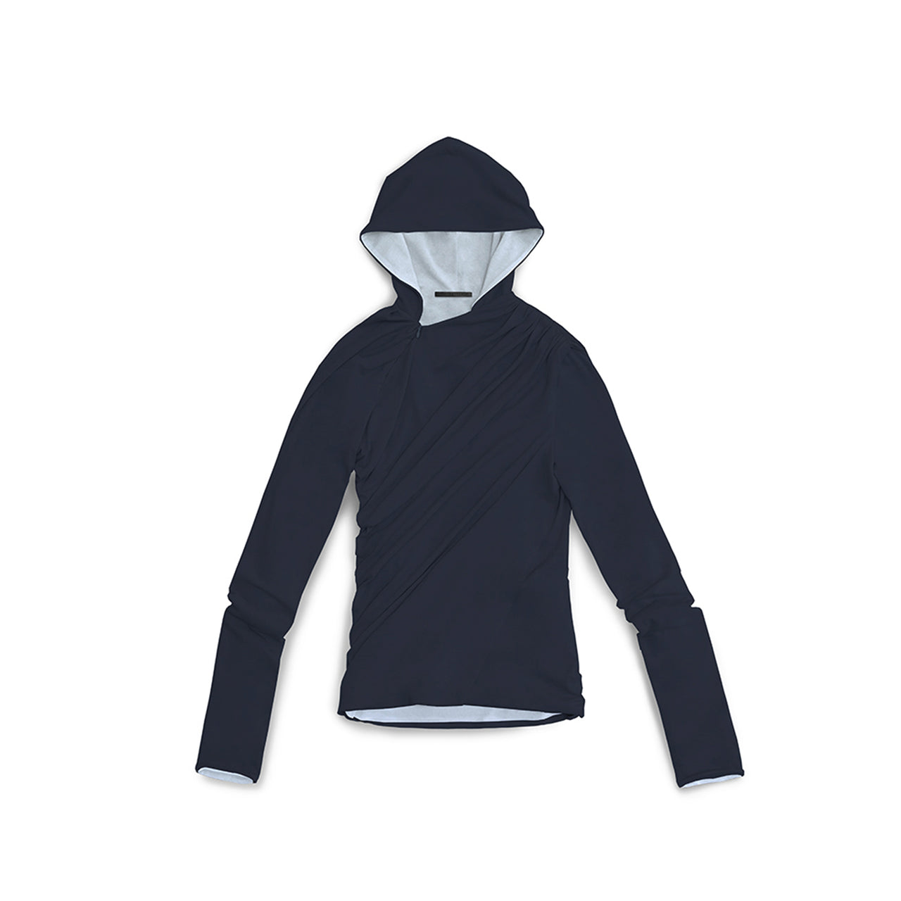 Navy & Hazy Blue Double Layer Hooded Long Sleeve Top