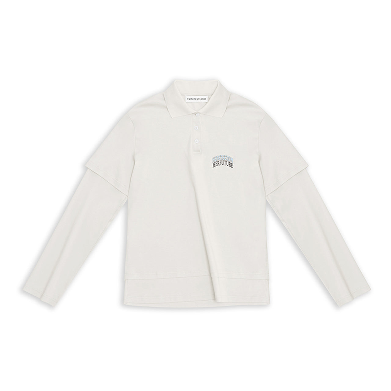 Light Beige & Grey Pattern Double Layer Polo