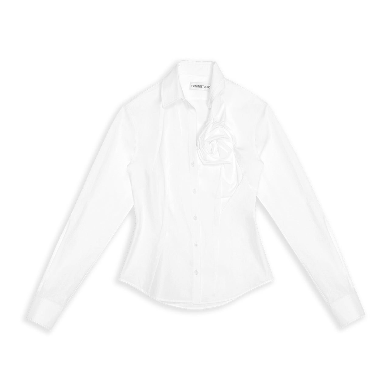 Asymmetric Draped Rose Shirt