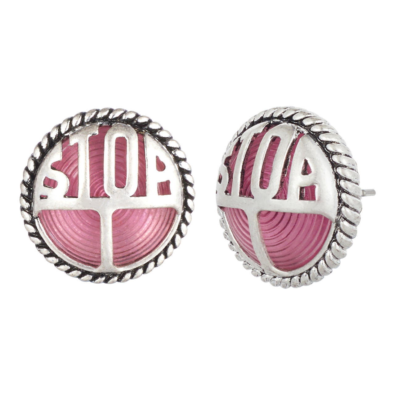 Pink Vintage Motorcycle Headlight Stud Earrings