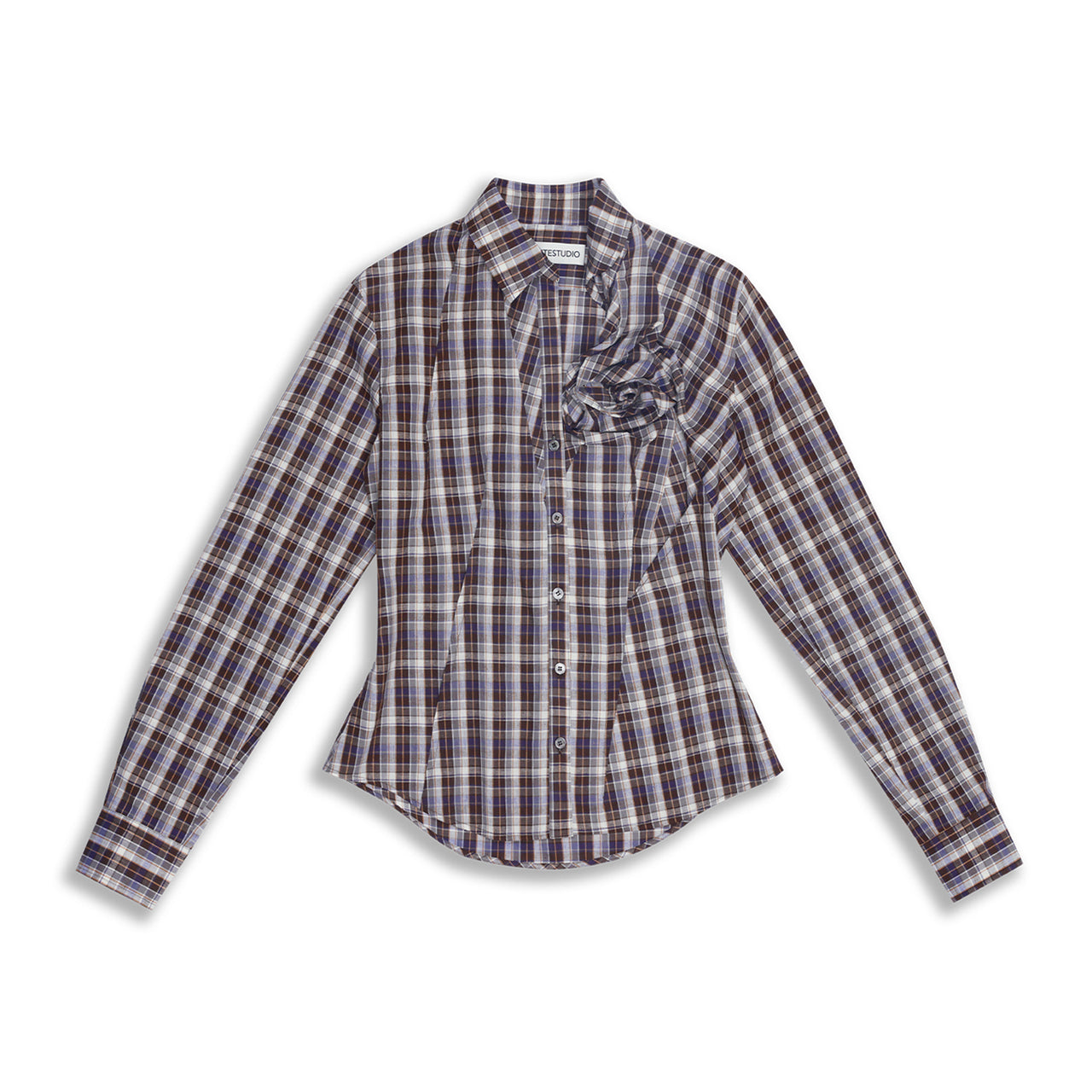 Asymmetric Draped Rose Shirt