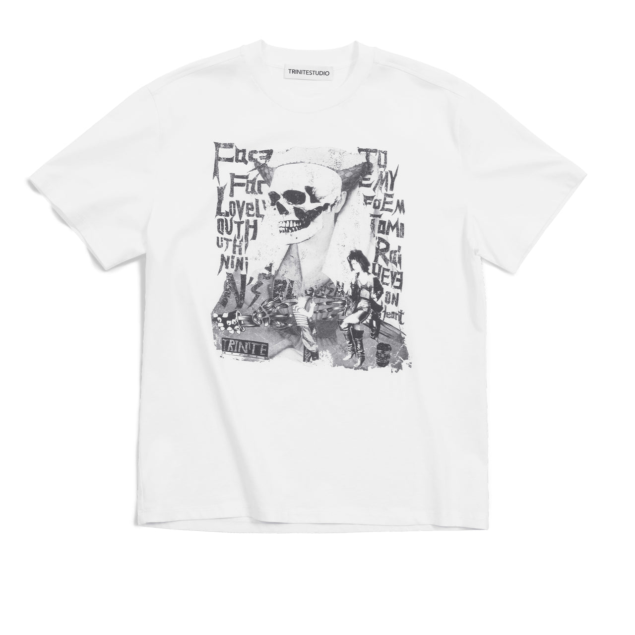 White Punk Print Short Sleeve Tee