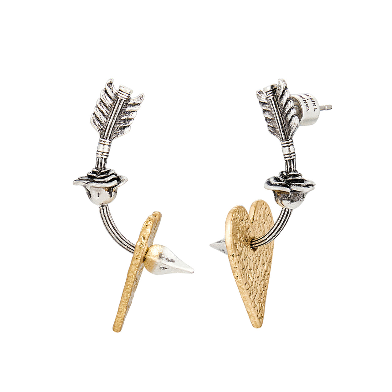 Vintage Silver Heart Shield Earrings