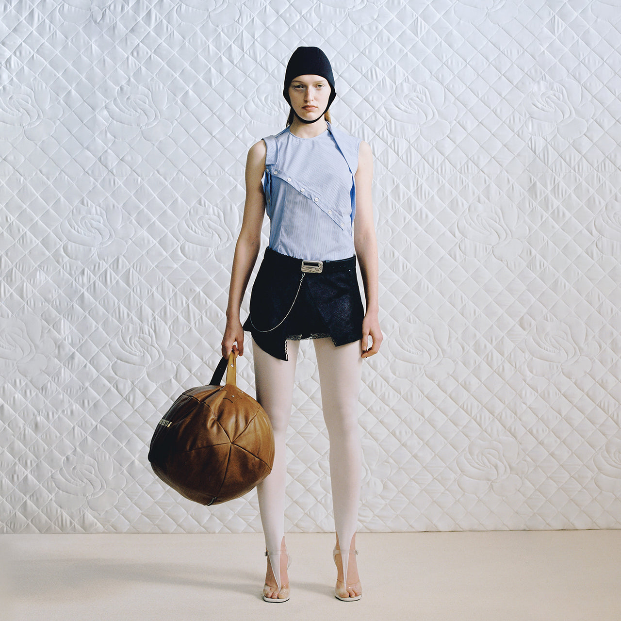 Deconstructed Stripe Asymmetric Sleeveless Shirt