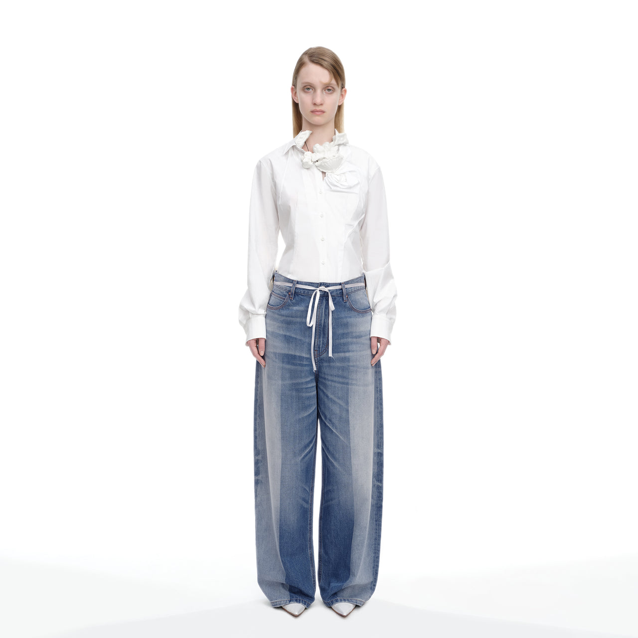 Asymmetric Draped Rose Shirt