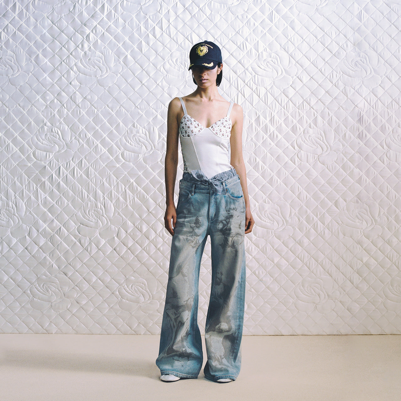 Classic Portrait Print Dirty Dye Jeans