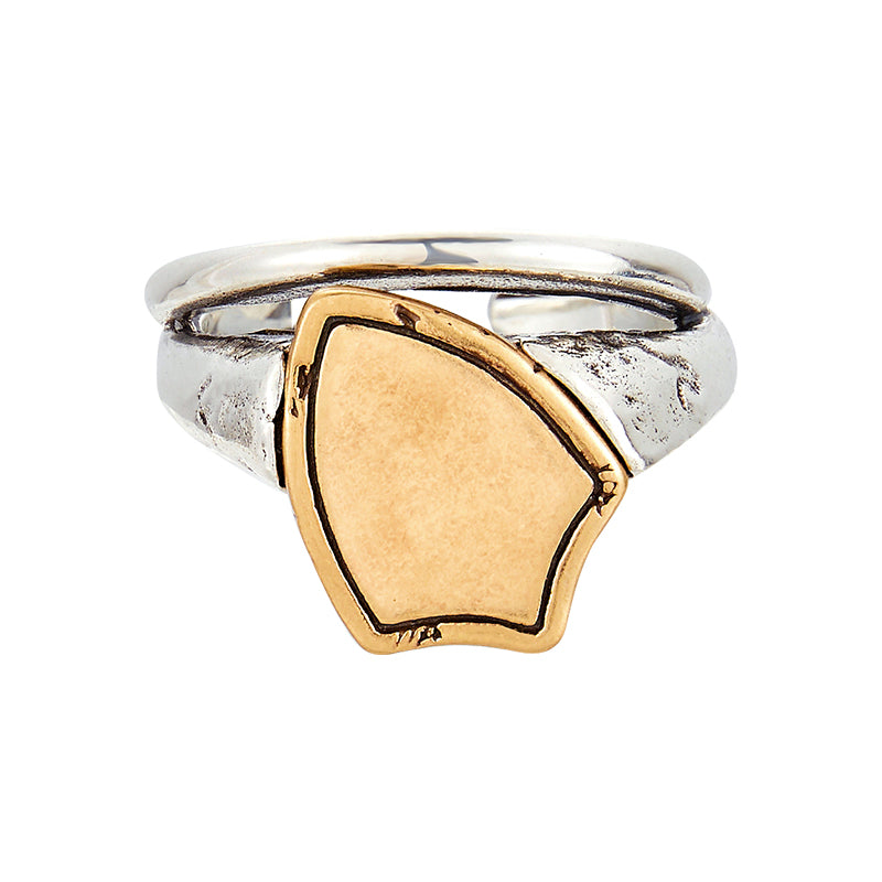 Vintage Silver Double-Layer Shield Ring