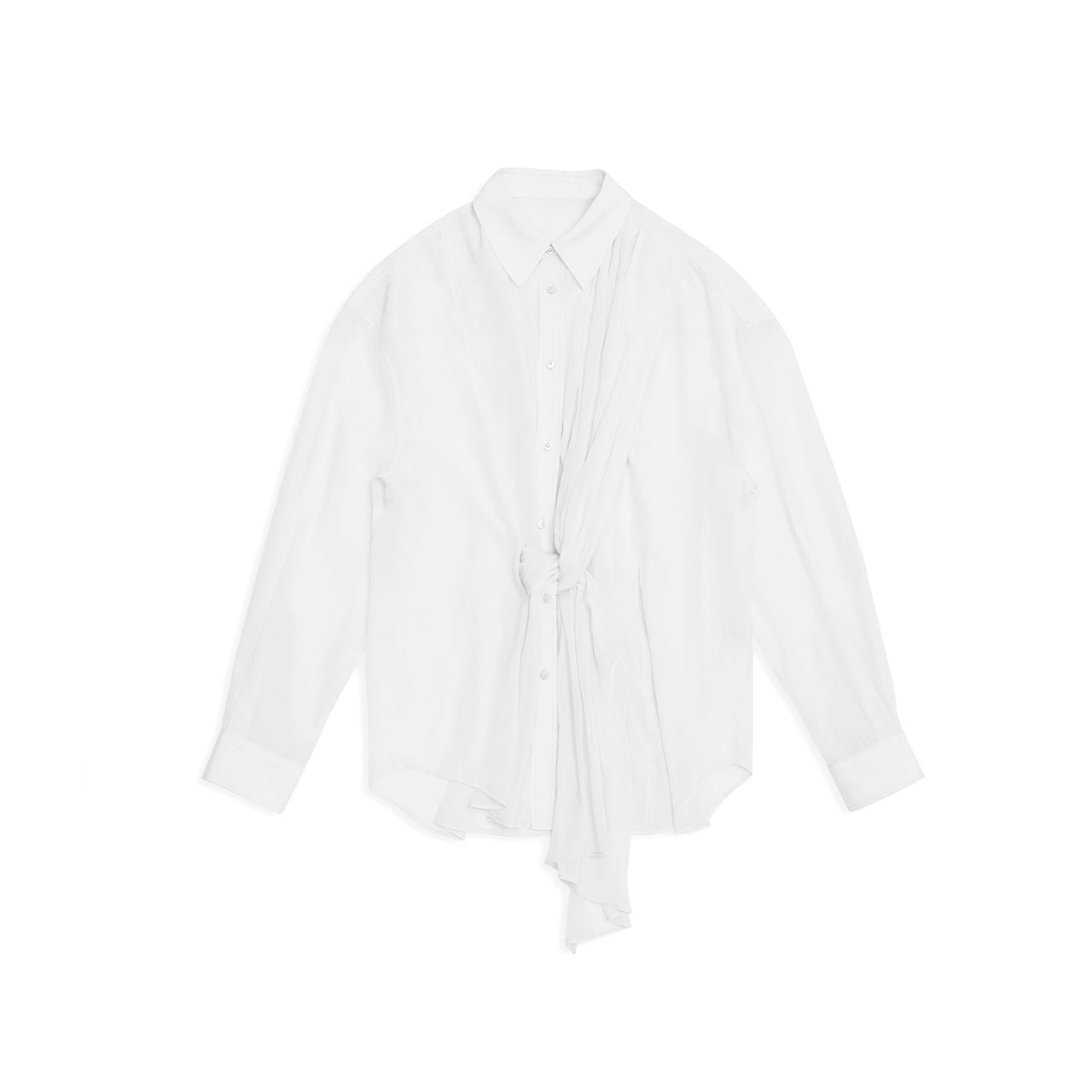 White Scarf Decorative Loose Shirt