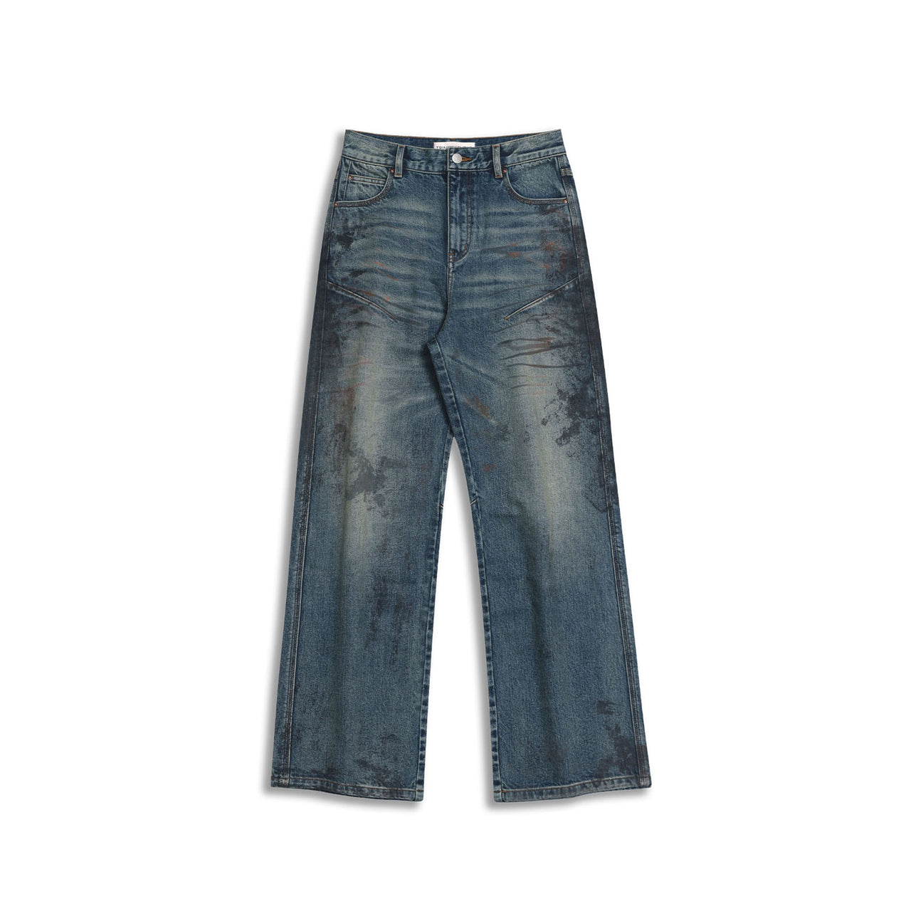 Distressed Dirty Printed Loose Jeans
