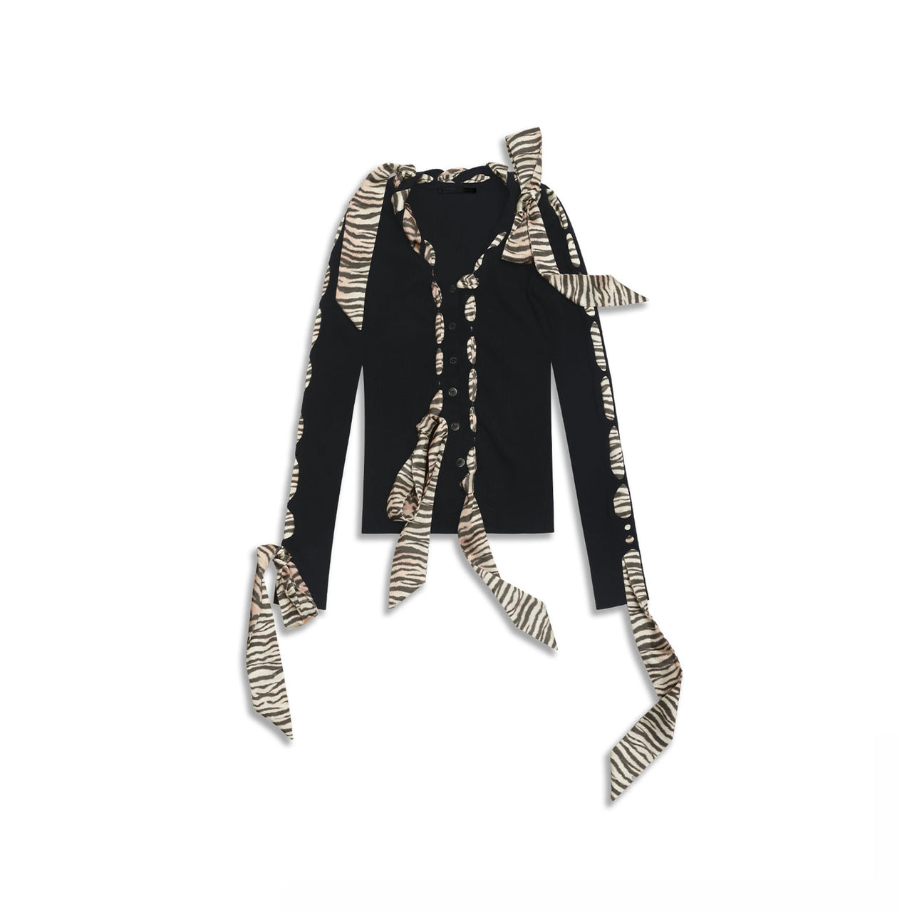 Black Hollowed-out Scarf Decorative Knit Cardigan